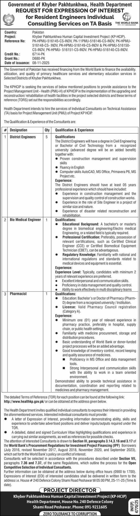 Latest KPHCIP Health Department Jobs 2025