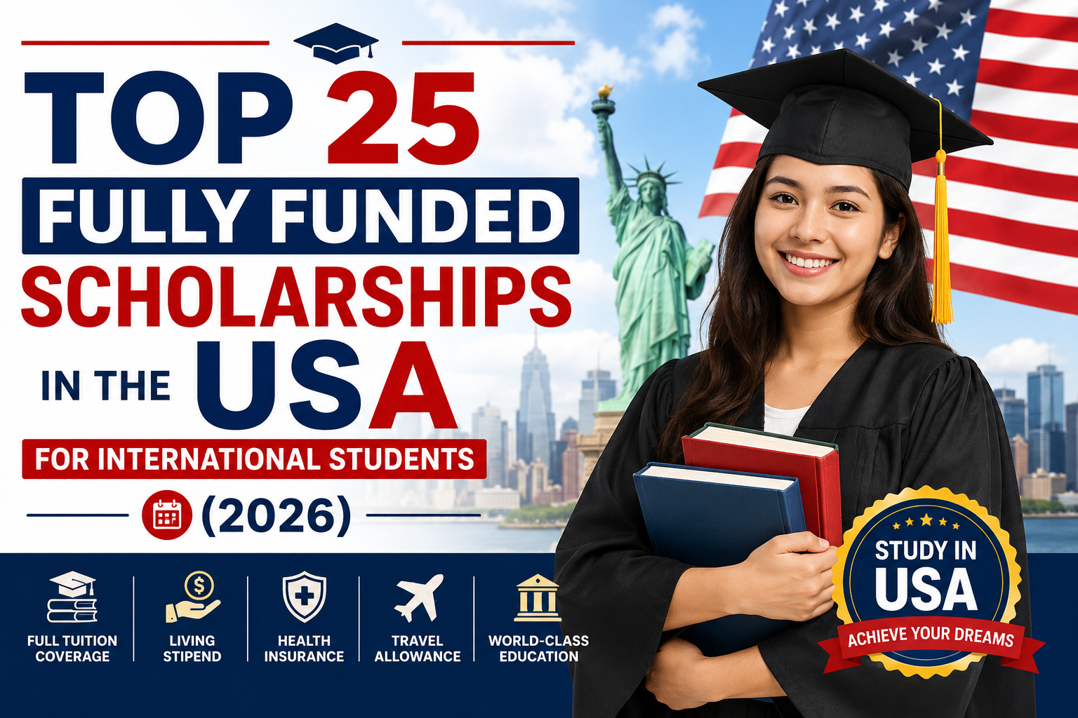 Top 25 Fully Funded Scholarships in the USA for International Students (2026)